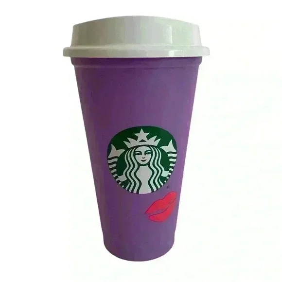 Starbucks 2013 Valentine’s Day Grande Reusable Cup Lilac Red Pink 16 oz - Picture 1 of 6